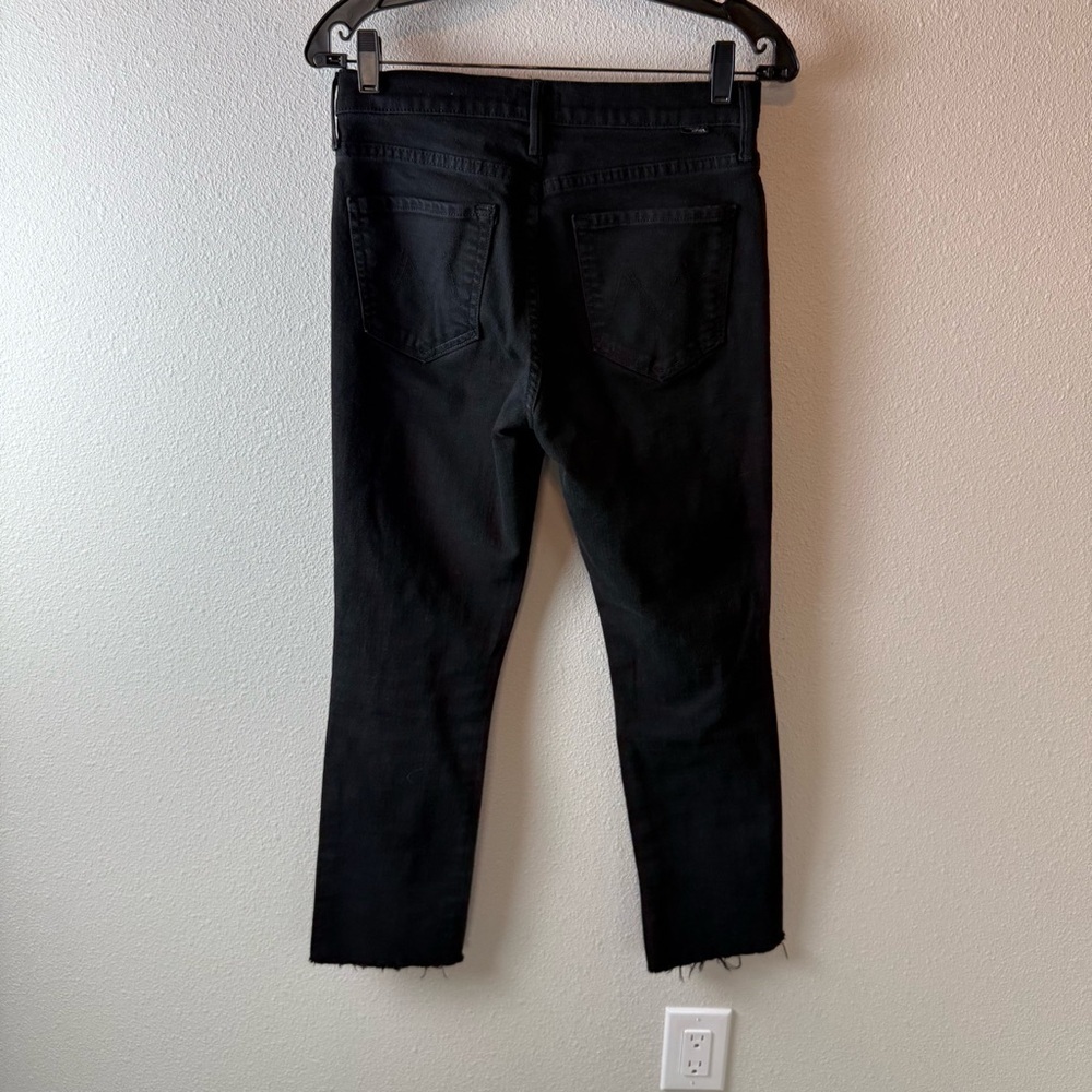MOTHER Denim The Rascal Ankle Fray Straight Leg Jeans Pitch Black Women’s 28 - Picture 8 of 15